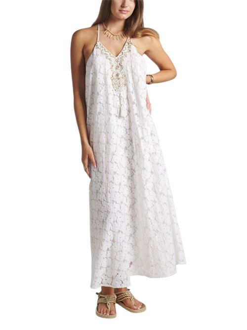 abito donna con pizzo e ricami bianco Pahiesa Formentera | VLCC14BIANCO